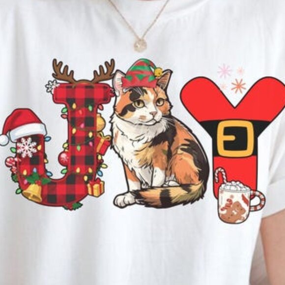 Cat Winter T-shirt Christmas Cat Lover Shirt, Calico Cat Mom Tee - Picture 2 of 4